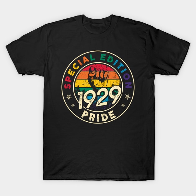 Vintage 1929 Gay Shirt Pride LGBT Gift Equality Outfit Birthday T-Shirt by thangrong743